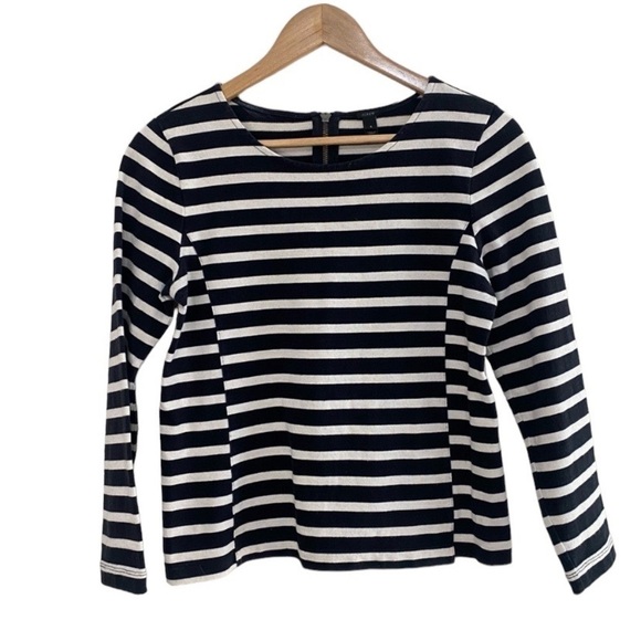 J. Crew black and white striped long sleeve top Size S - Picture 1 of 6